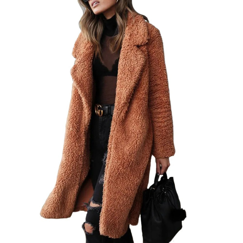 CAMILA - Abrigo largo de teddy para mujer ideal para días fríos