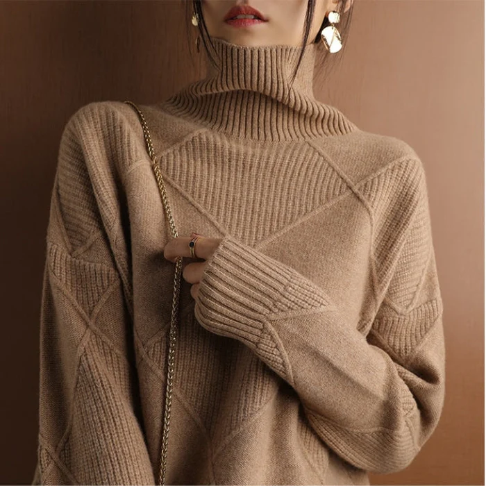ISAURA - Suéter de punto con cuello alto y acogedor para mujeres