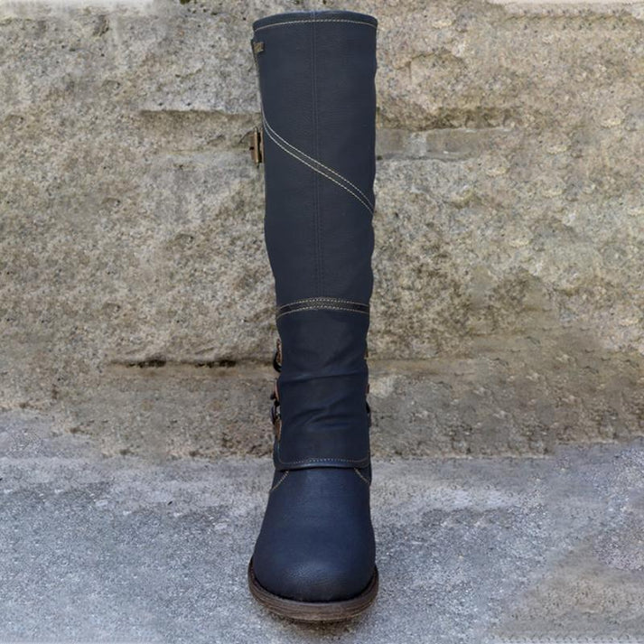 FELICIA – Botas cowboy de cuero vegano con tacón para mujer