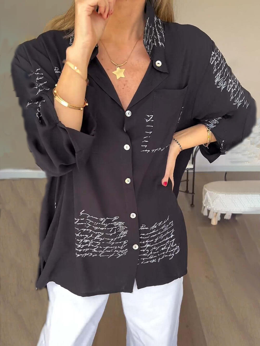 Camisa básica de algodón con estilo moderno y corte relajado – LYANA