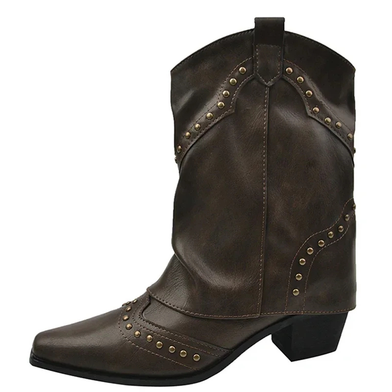 LLORENÇA - Botines western con tachuelas y tacón medio para mujer