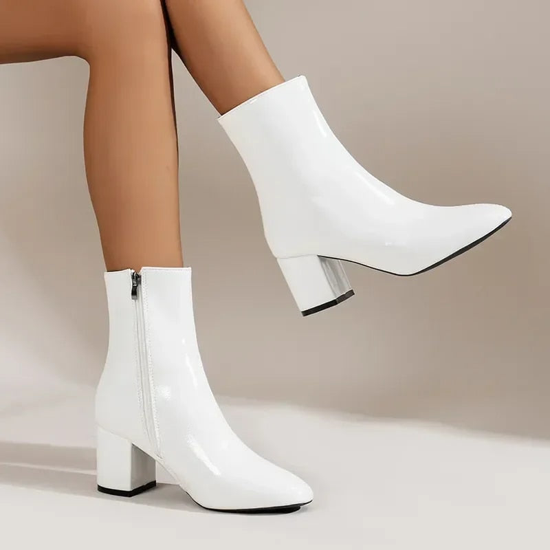 Botines de mujer con tacón ancho y cremallera lateral – ZILLI