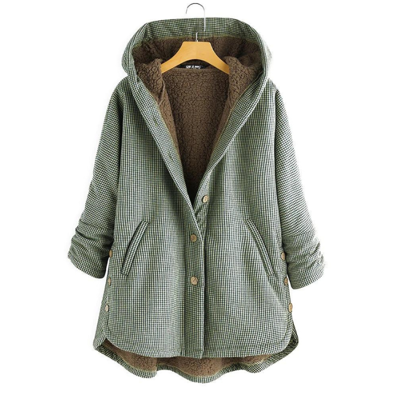 LILIJANA - Chaqueta de mujer con capucha y forro de fleece a cuadros