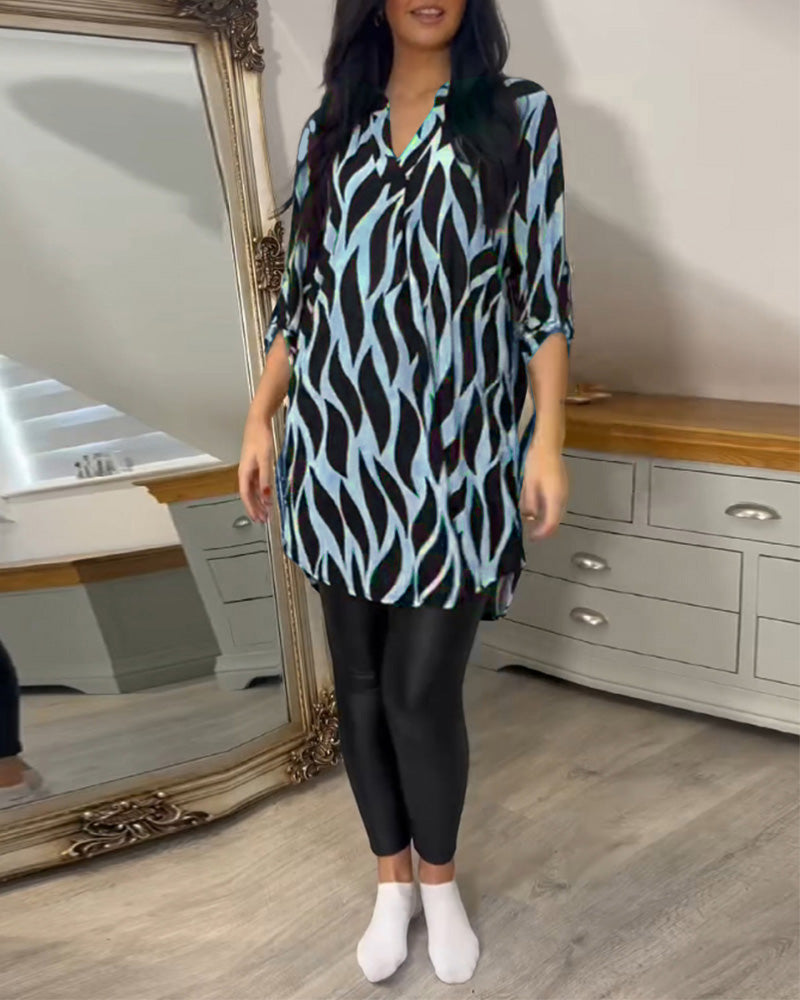 Blusa túnica elegante con estampado gráfico para mujer – VÉRANIA
