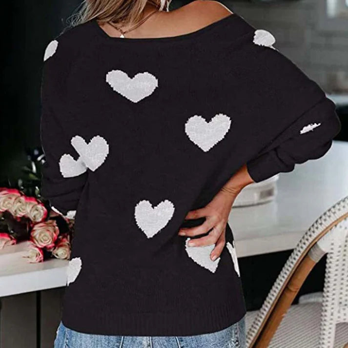 RAFFAELLA – Suéter de punto con patrón de corazones para mujer