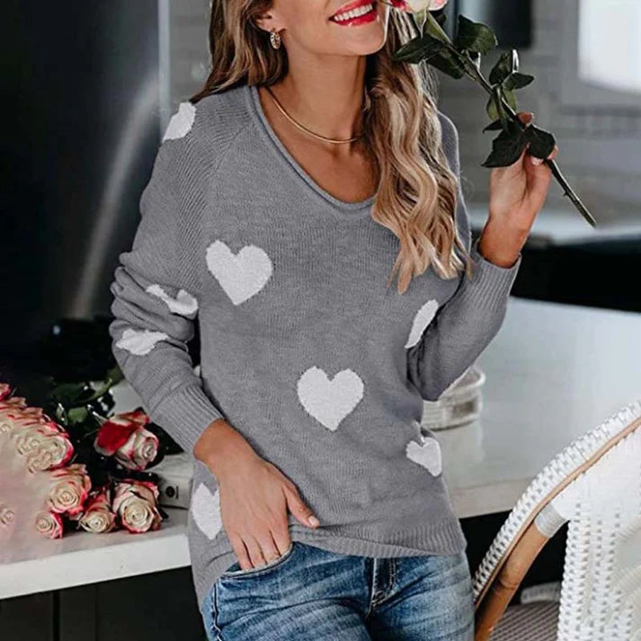 RAFFAELLA – Suéter de punto con patrón de corazones para mujer