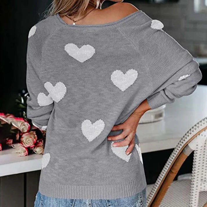 RAFFAELLA – Suéter de punto con patrón de corazones para mujer