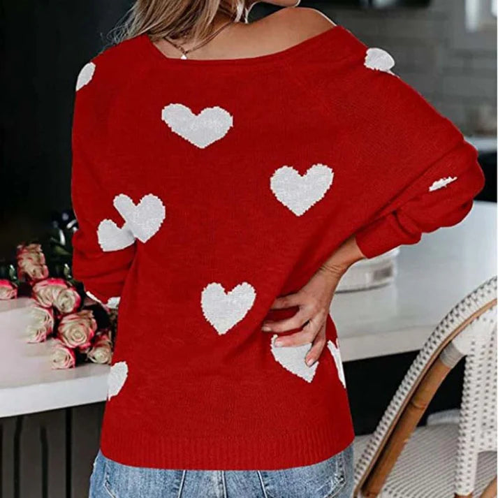 RAFFAELLA – Suéter de punto con patrón de corazones para mujer