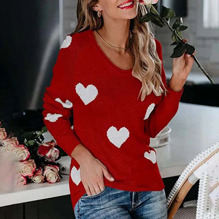 RAFFAELLA – Suéter de punto con patrón de corazones para mujer