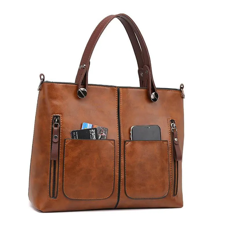 ADELINA - Bolso de hombro vintage de cuero para mujer