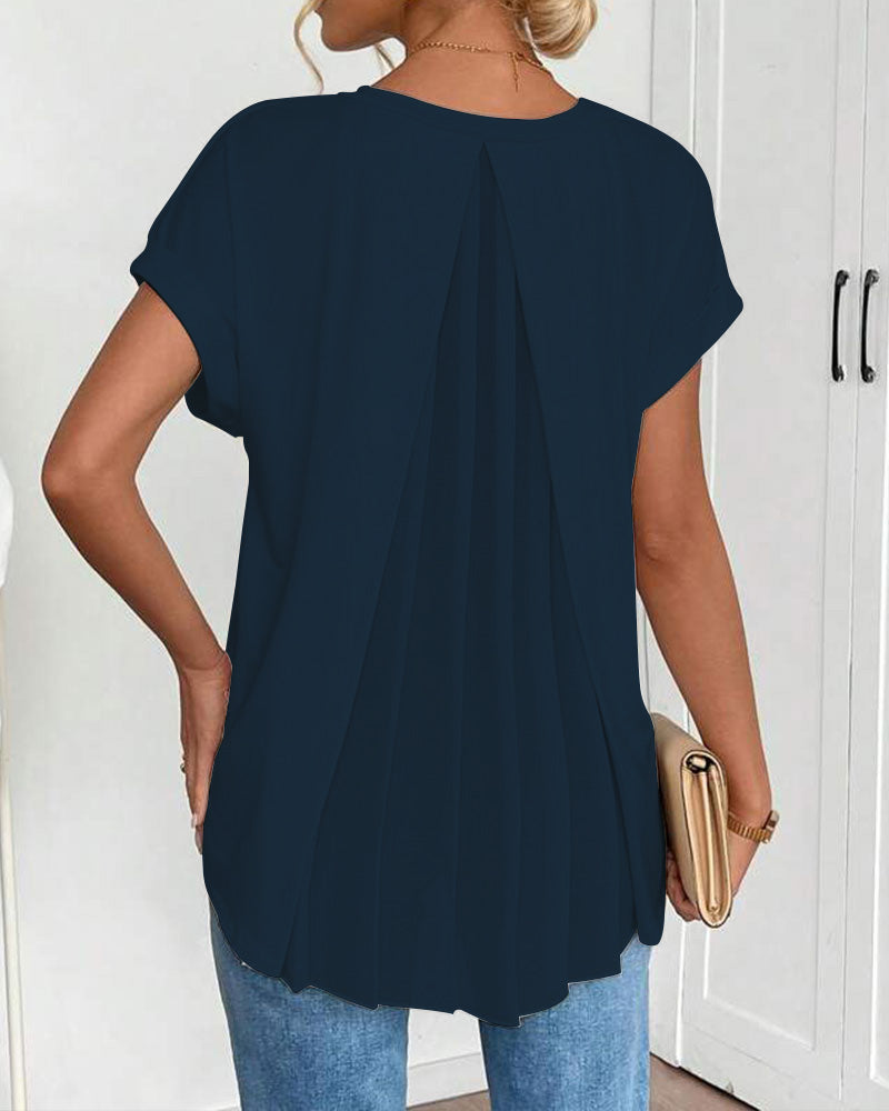 Top de Dama con Escote en V y Mangas Dobles para un Estilo Casual – MALVINA