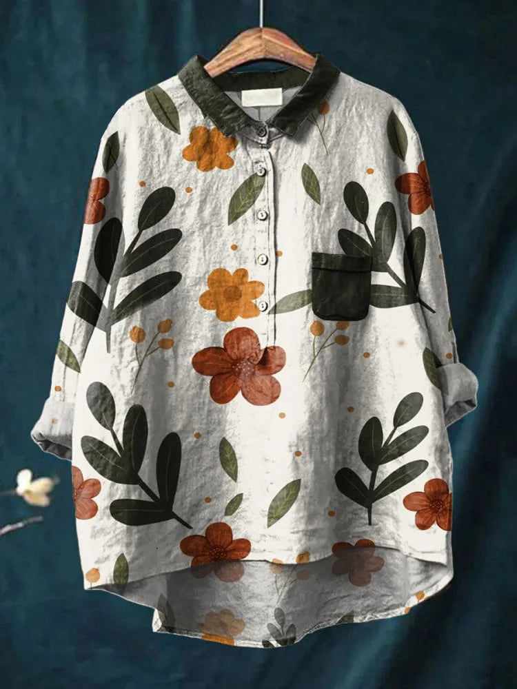 Camisa oversize de algodón con estampado artístico de perros – NOA