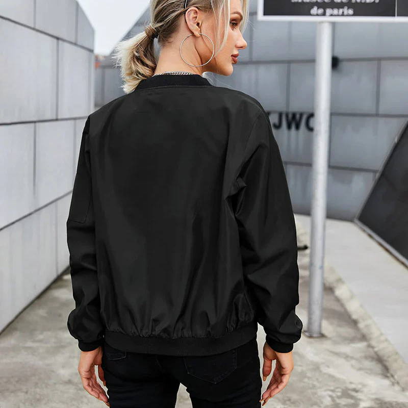 Chaqueta bomber larga de mujer con cremallera – LIRAYA