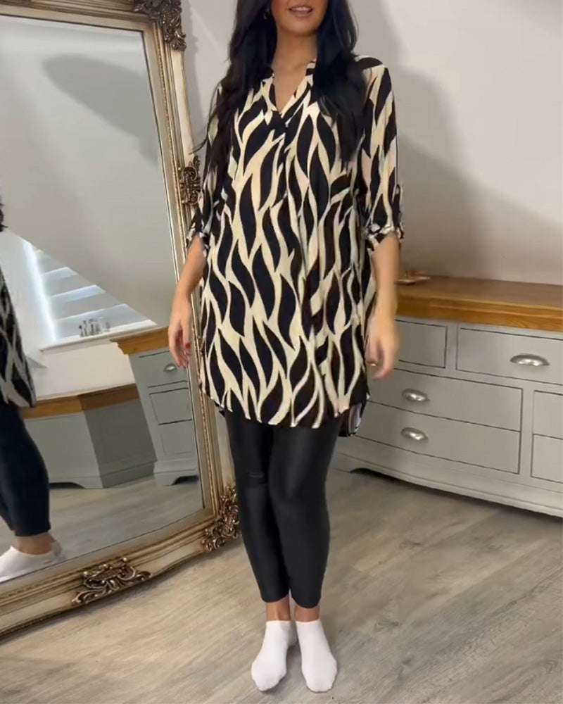 Blusa túnica elegante con estampado gráfico para mujer – VÉRANIA