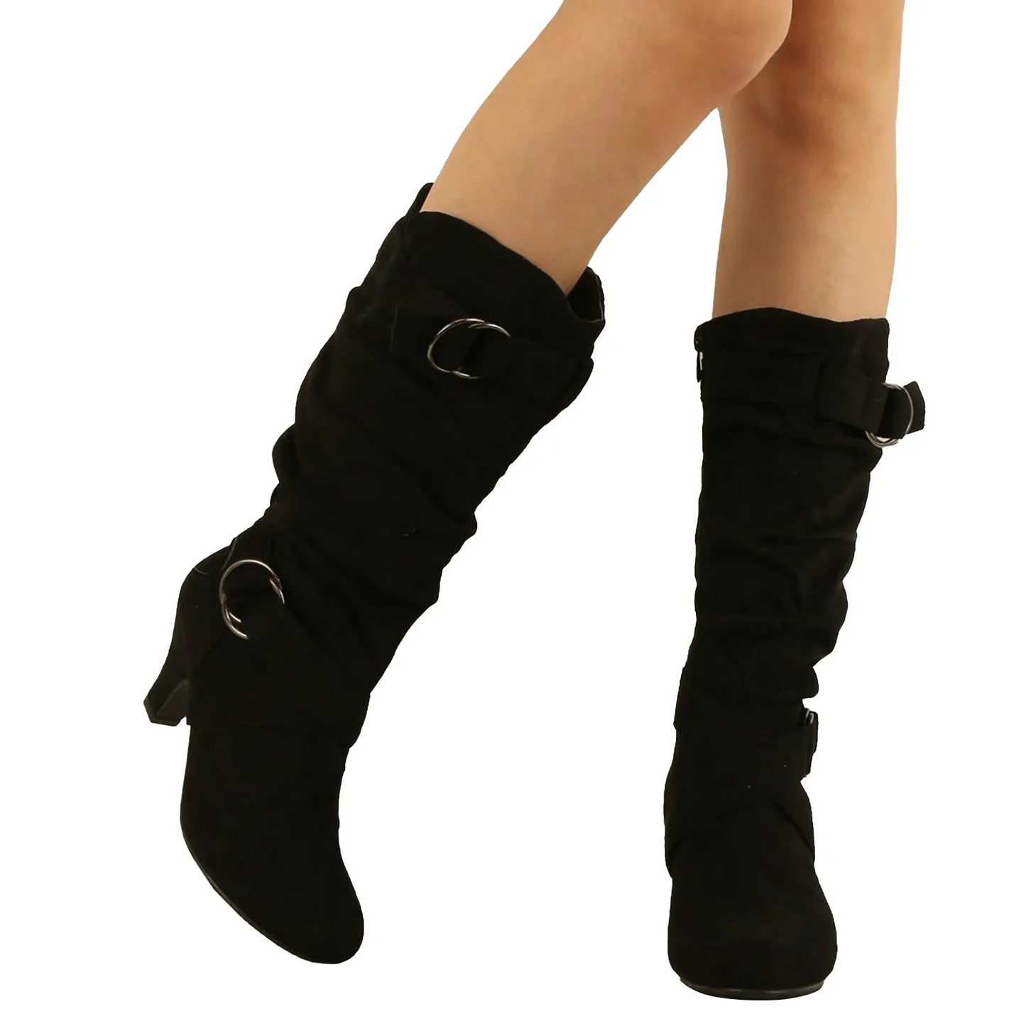 MIREILLE - Botas altas suaves con hebilla metálica para mujer