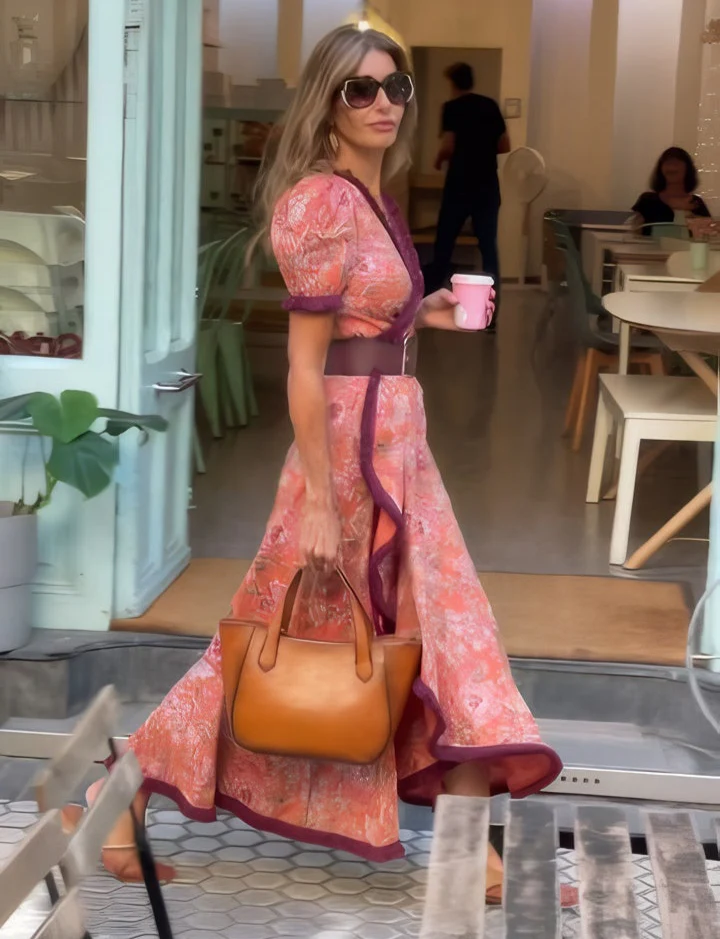Vestido Wikkel con Mangas Abullonadas y Doce Ondas para Mujeres Elegantes - ENDELLION