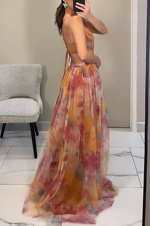 Vestido largo floral con caída fluida y estilo romántico – VIOLETTE BLOOM