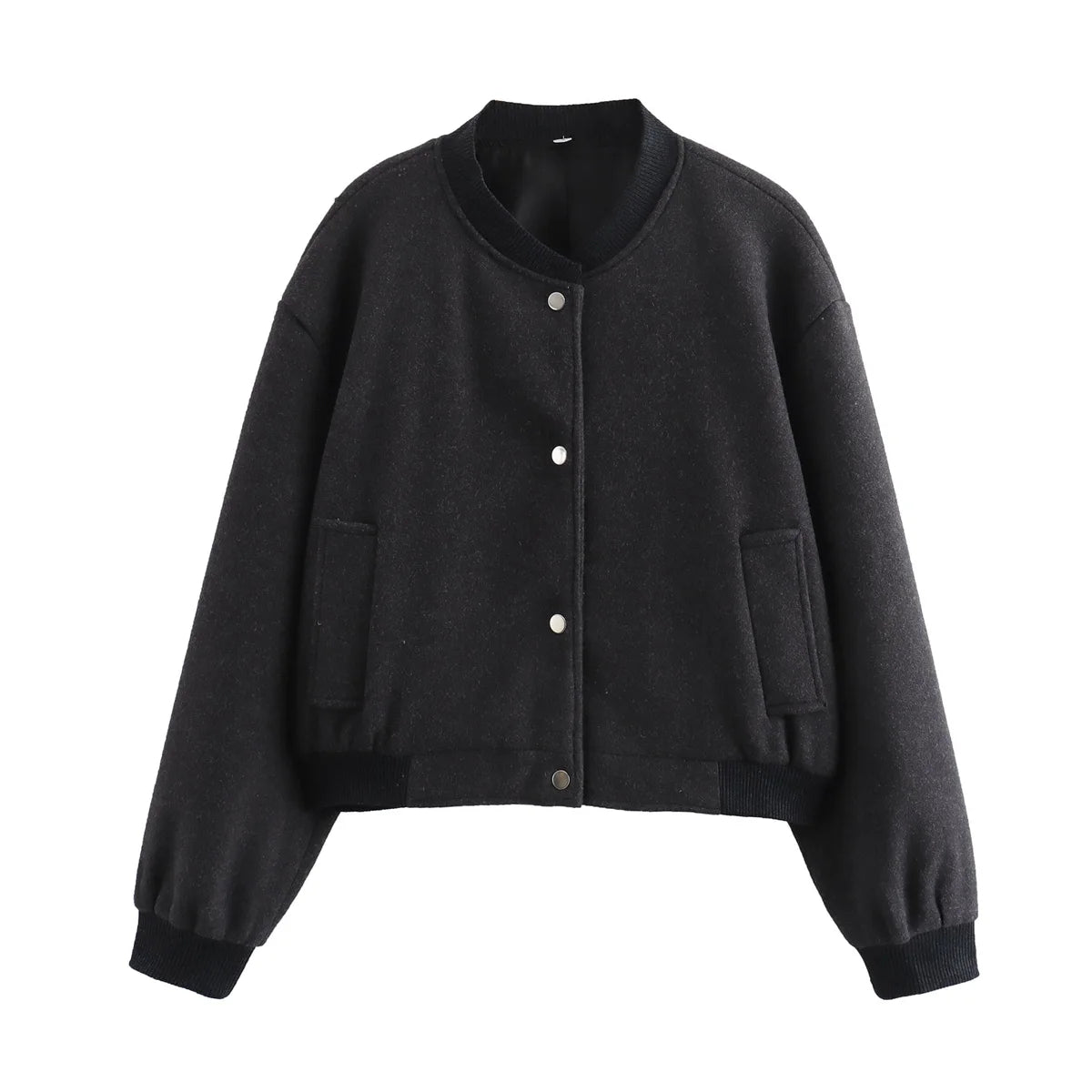 Cazadora bomber corta para mujer con botones de presión – ALVÉA