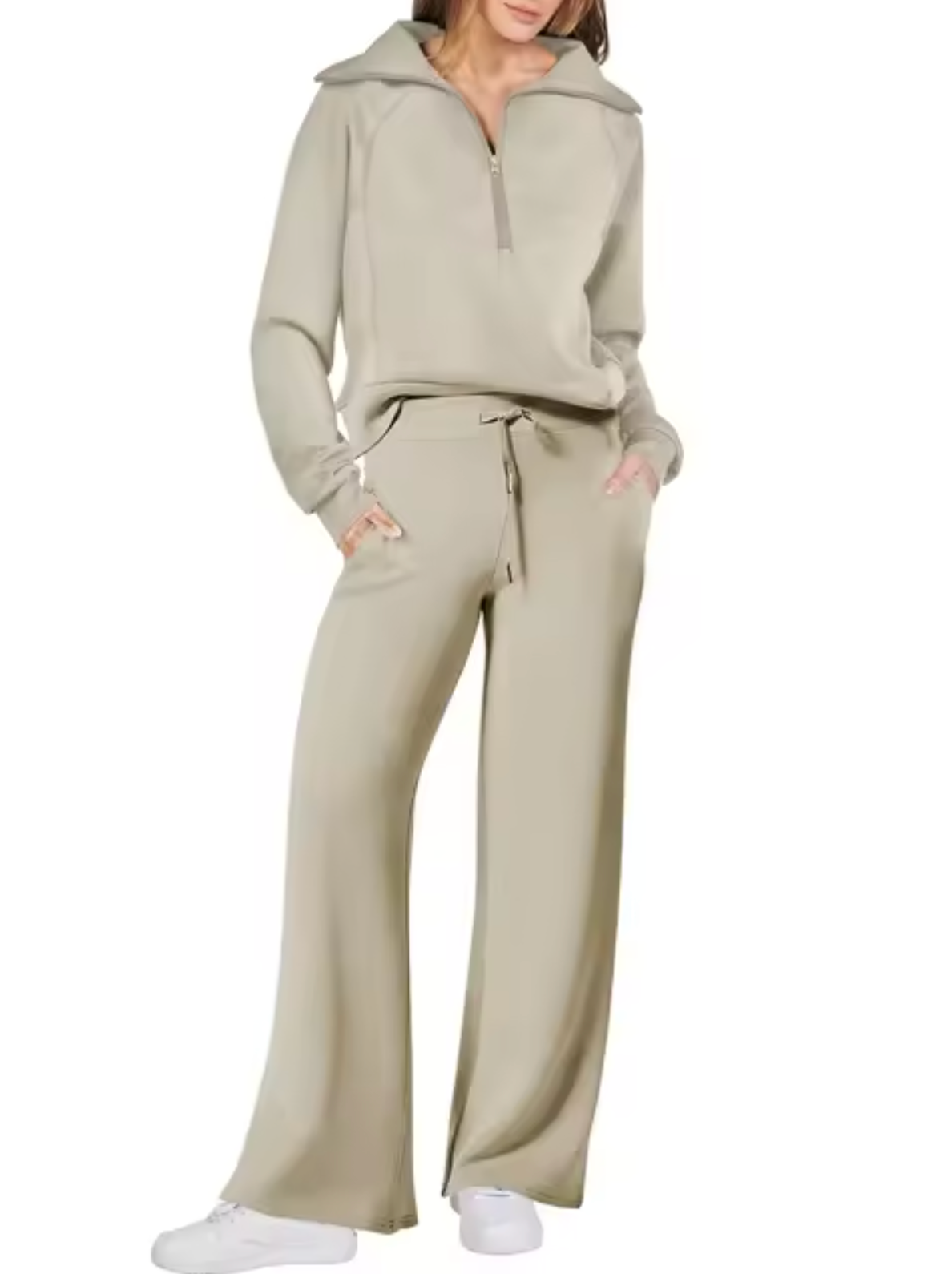 LEA - Conjunto de sudadera con cuello y pantalón para mujer