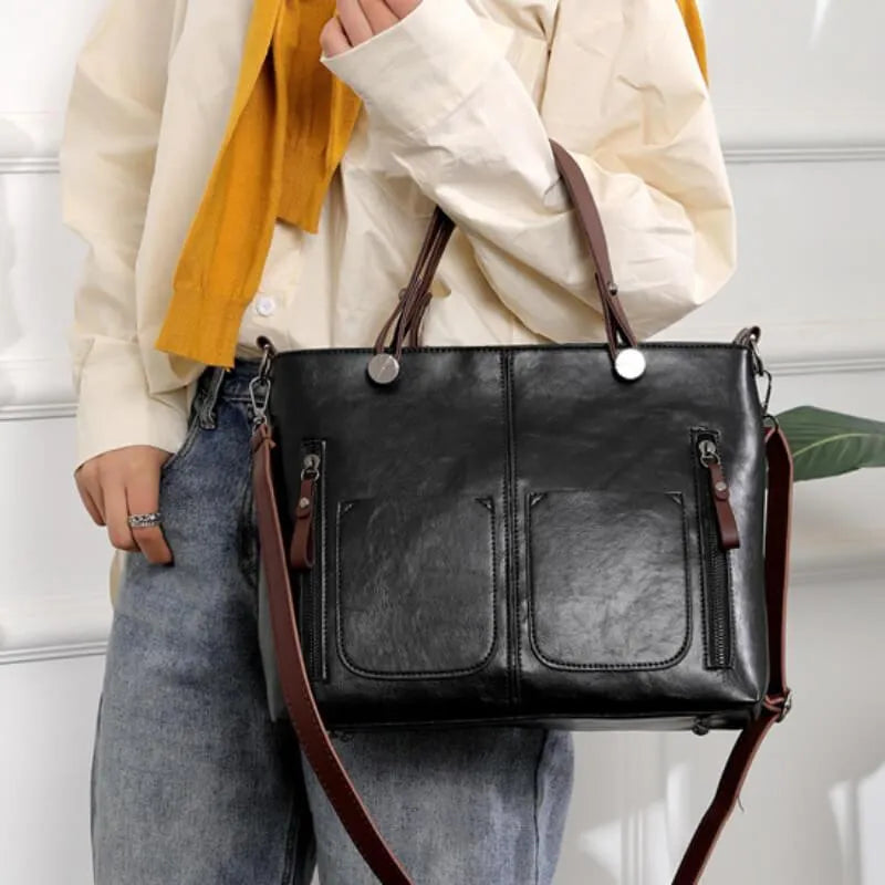 ADELINA - Bolso de hombro vintage de cuero para mujer