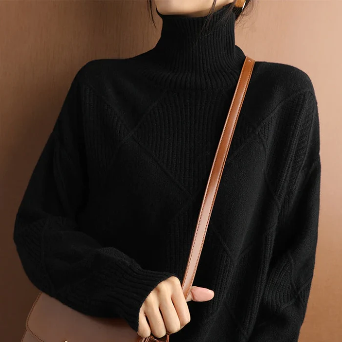 ISAURA - Suéter de punto con cuello alto y acogedor para mujeres