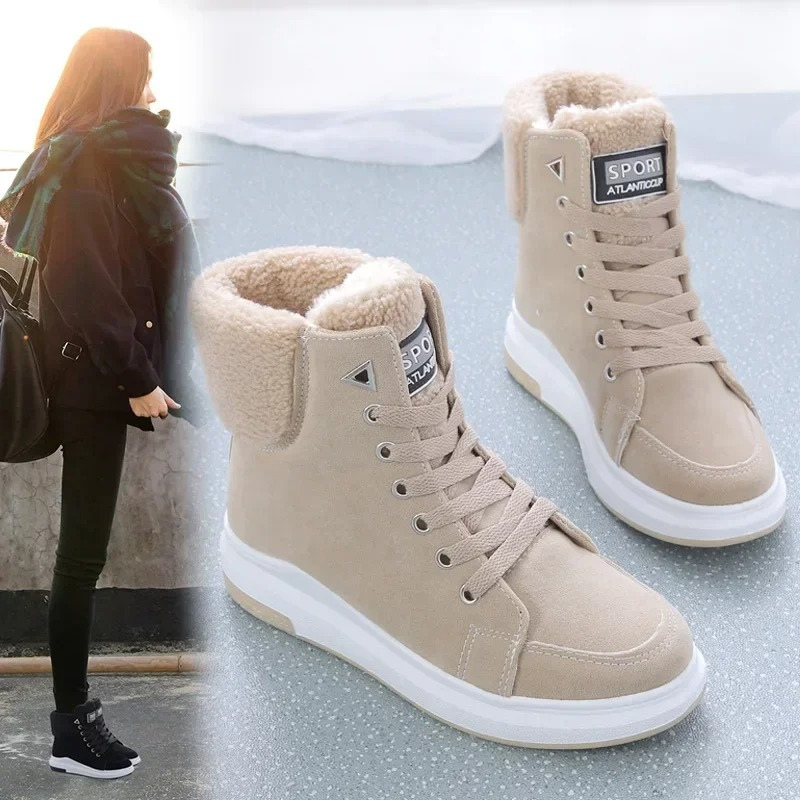 LIVIA - Botines altos de invierno con cordones y tacto suave para mujer