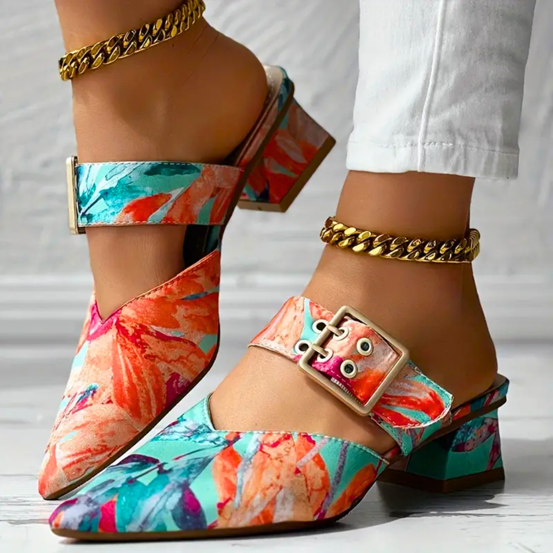 Sandalias de tacón con diseño colorido para mujer – VELIA VIBRA