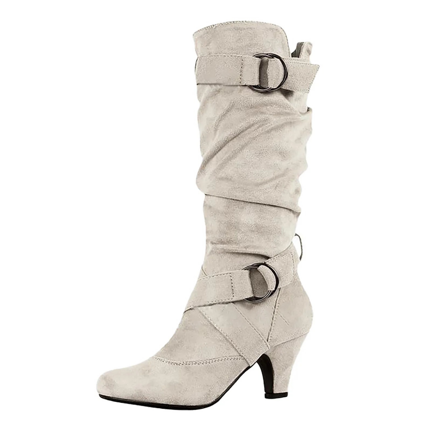 MIREILLE - Botas altas suaves con hebilla metálica para mujer