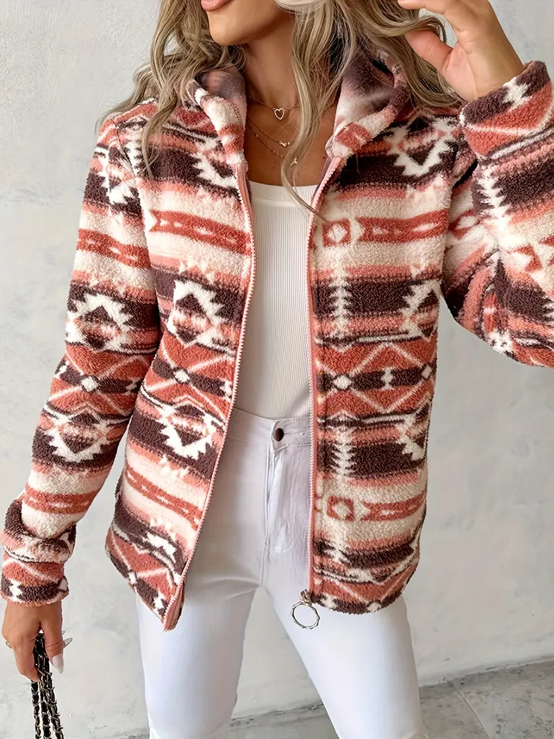 NINA - Chaqueta tejida con capucha y estampado para mujer