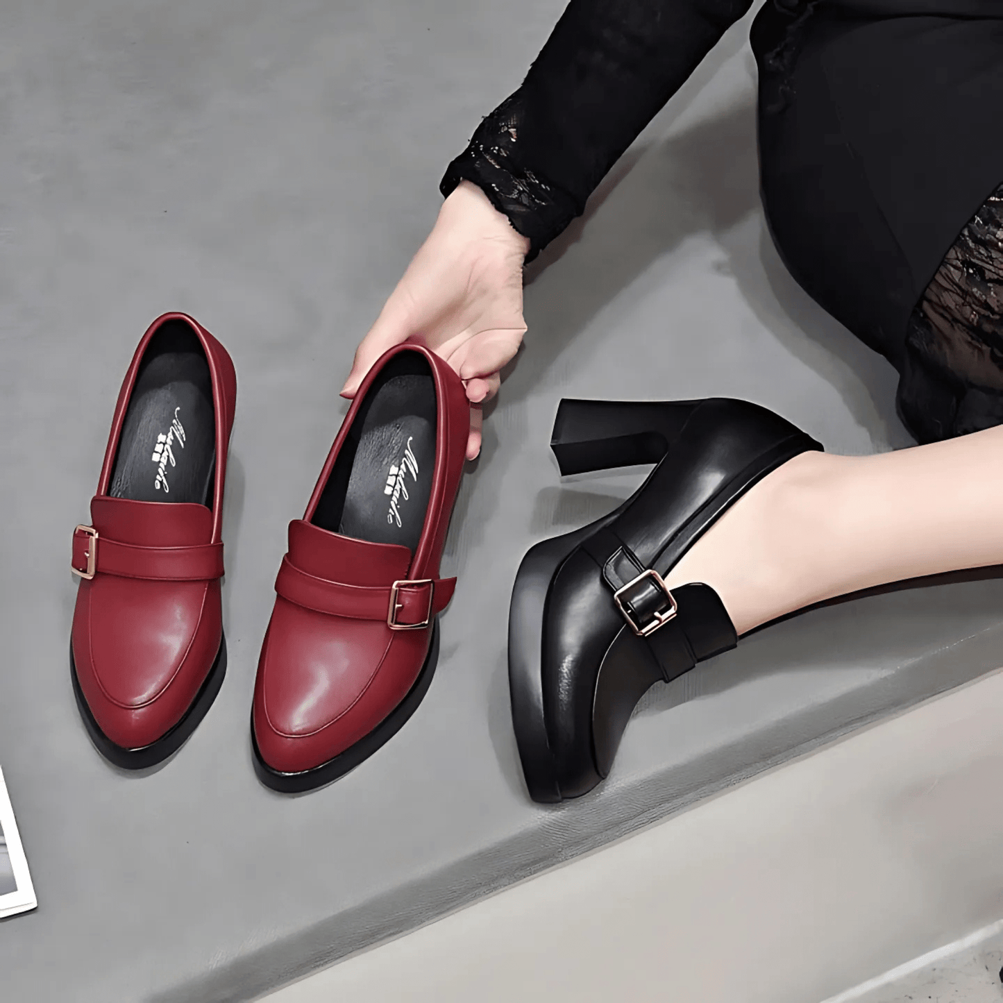 Zapatos de tacón clásicos con punta fina y acabado elegante – LUNARA