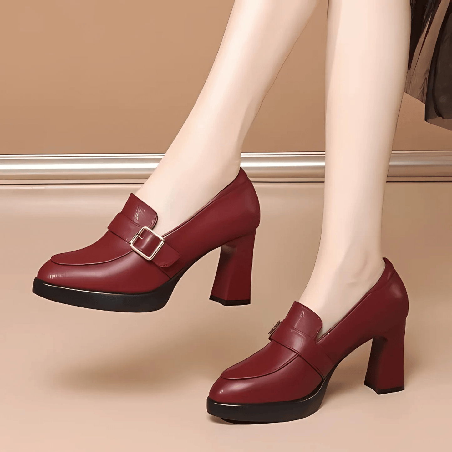 Zapatos de tacón clásicos con punta fina y acabado elegante – LUNARA