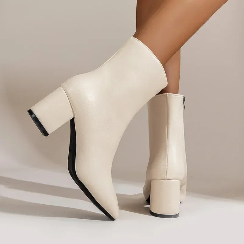Botines de mujer con tacón ancho y cremallera lateral – ZILLI
