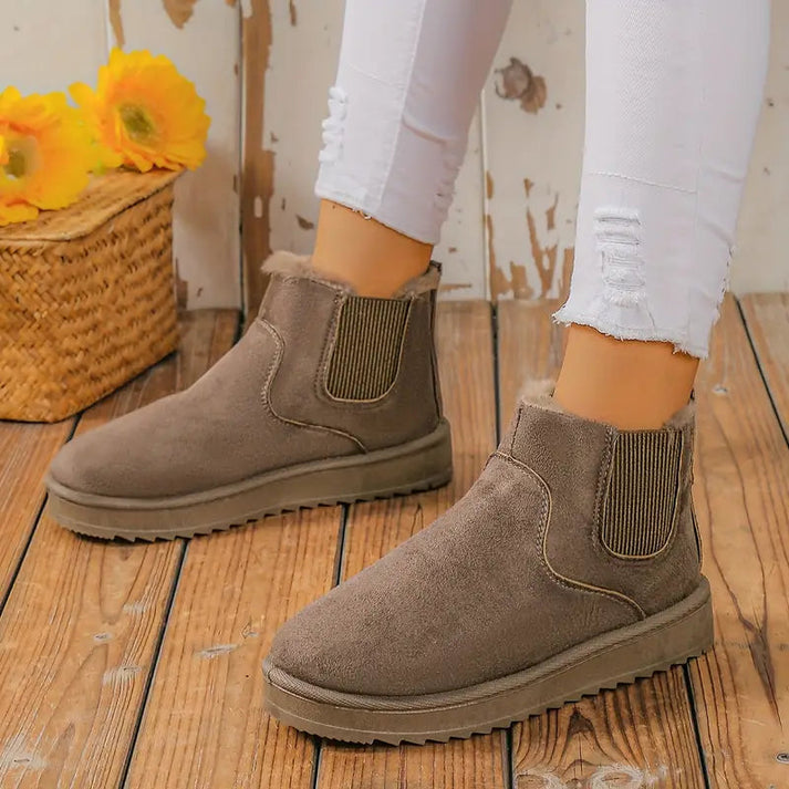 GIA – Botines de ante sintético con forro de borrego para mujer