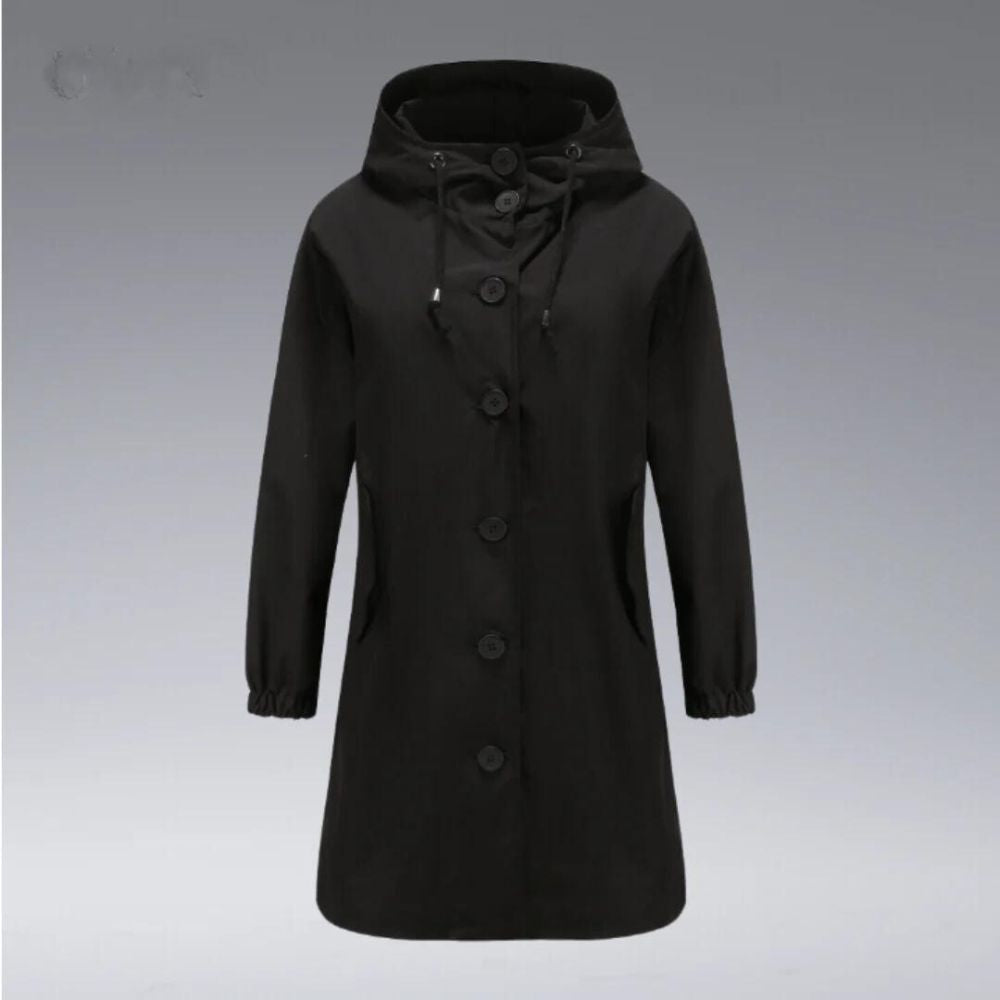 LINNEA - Impermeable con capucha y bolsillos laterales para mujer