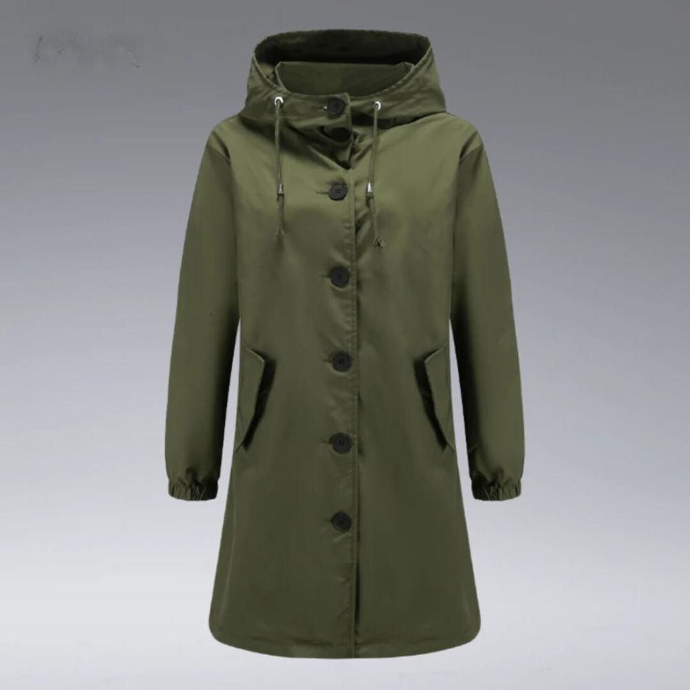 LINNEA - Impermeable con capucha y bolsillos laterales para mujer