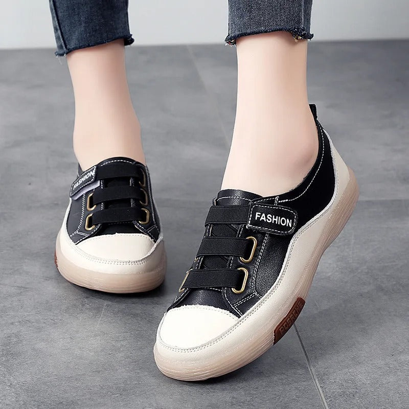 Zapatillas con bandas elásticas y punta en contraste para mujer – VIRELIA