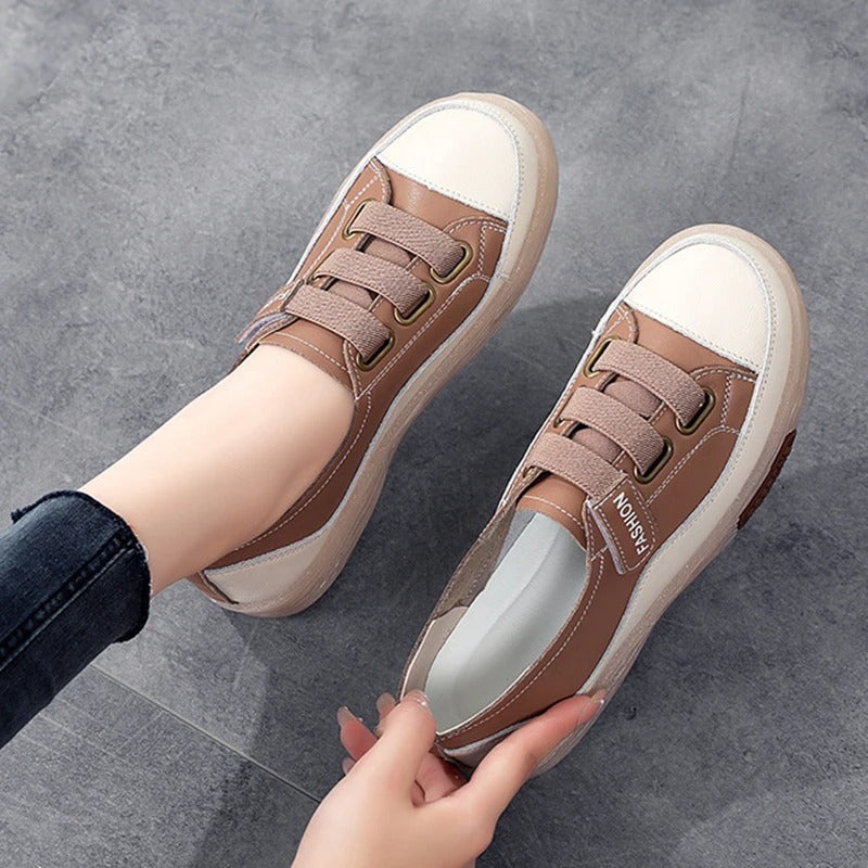 Zapatillas con bandas elásticas y punta en contraste para mujer – VIRELIA