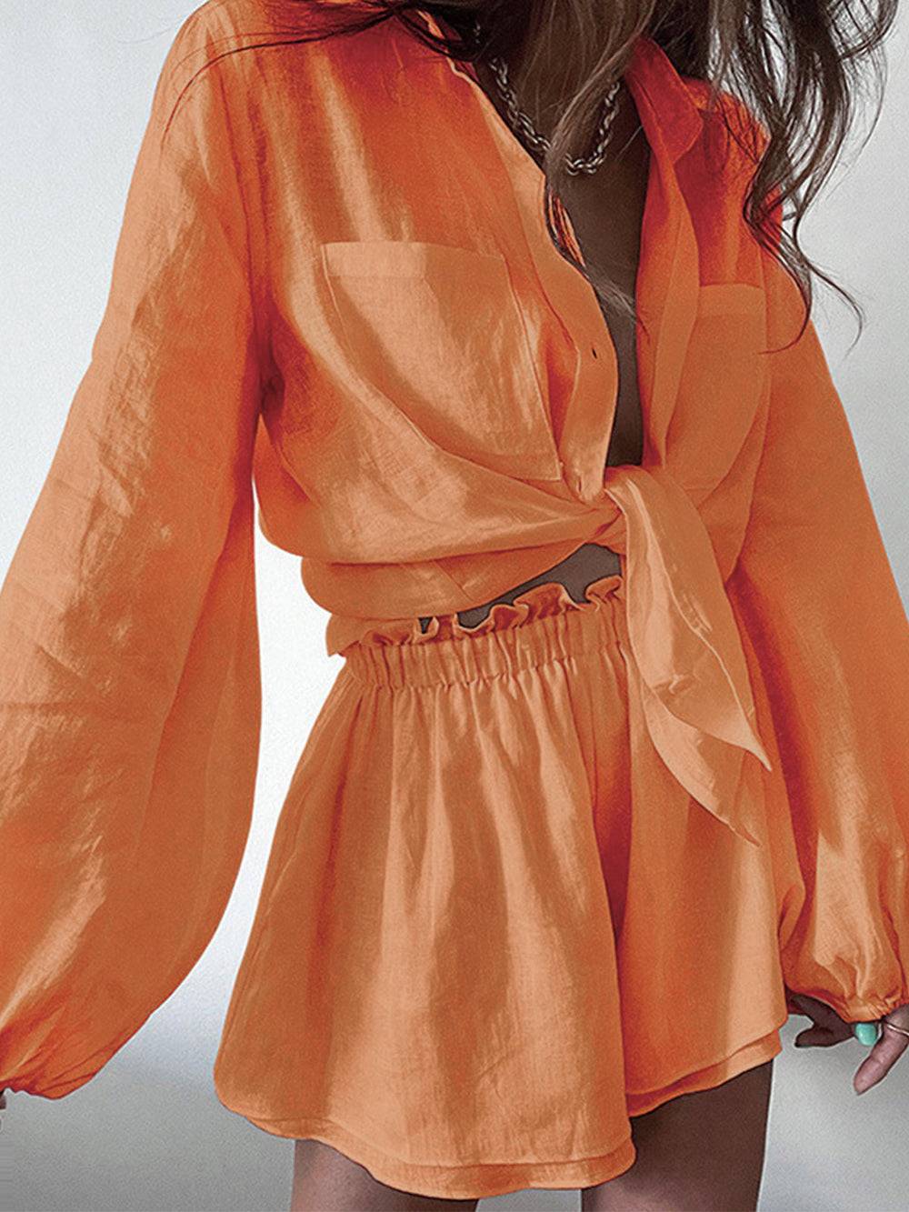 Conjunto veraniego de lino con blusa y pantalón corto – NAYORA