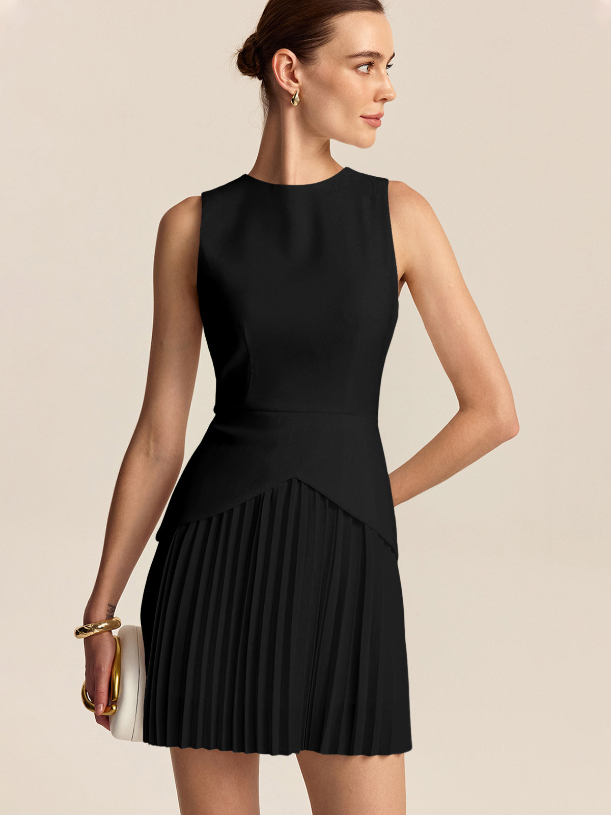 Vestido mini con dobladillo plisado – ARIA