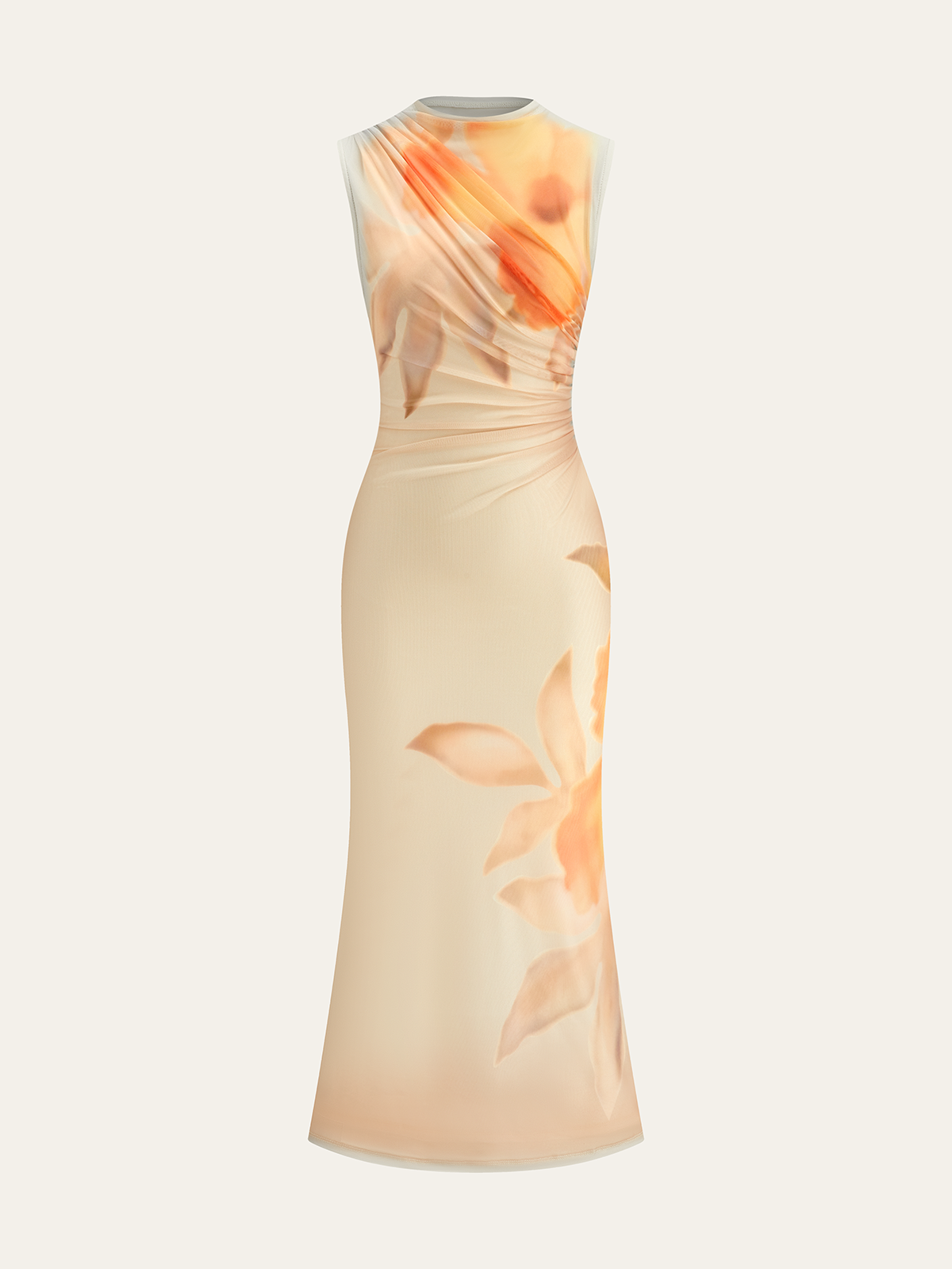 Vestido largo de malla con espalda descubierta y degradado – ARIA