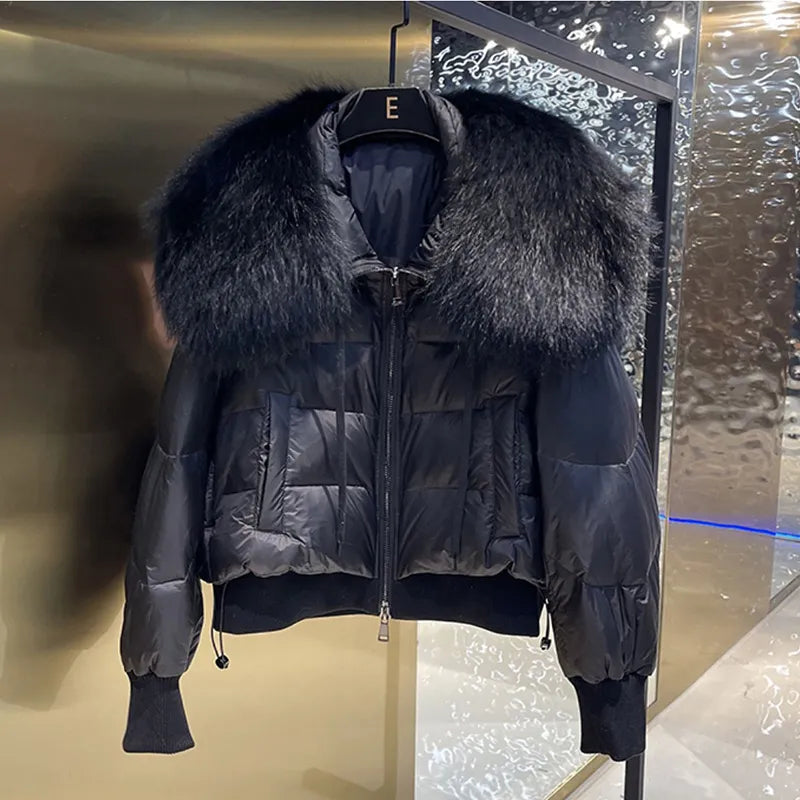 CALLIOPE - Abrigo acolchado de invierno con cuello de piel sintética para mujeres