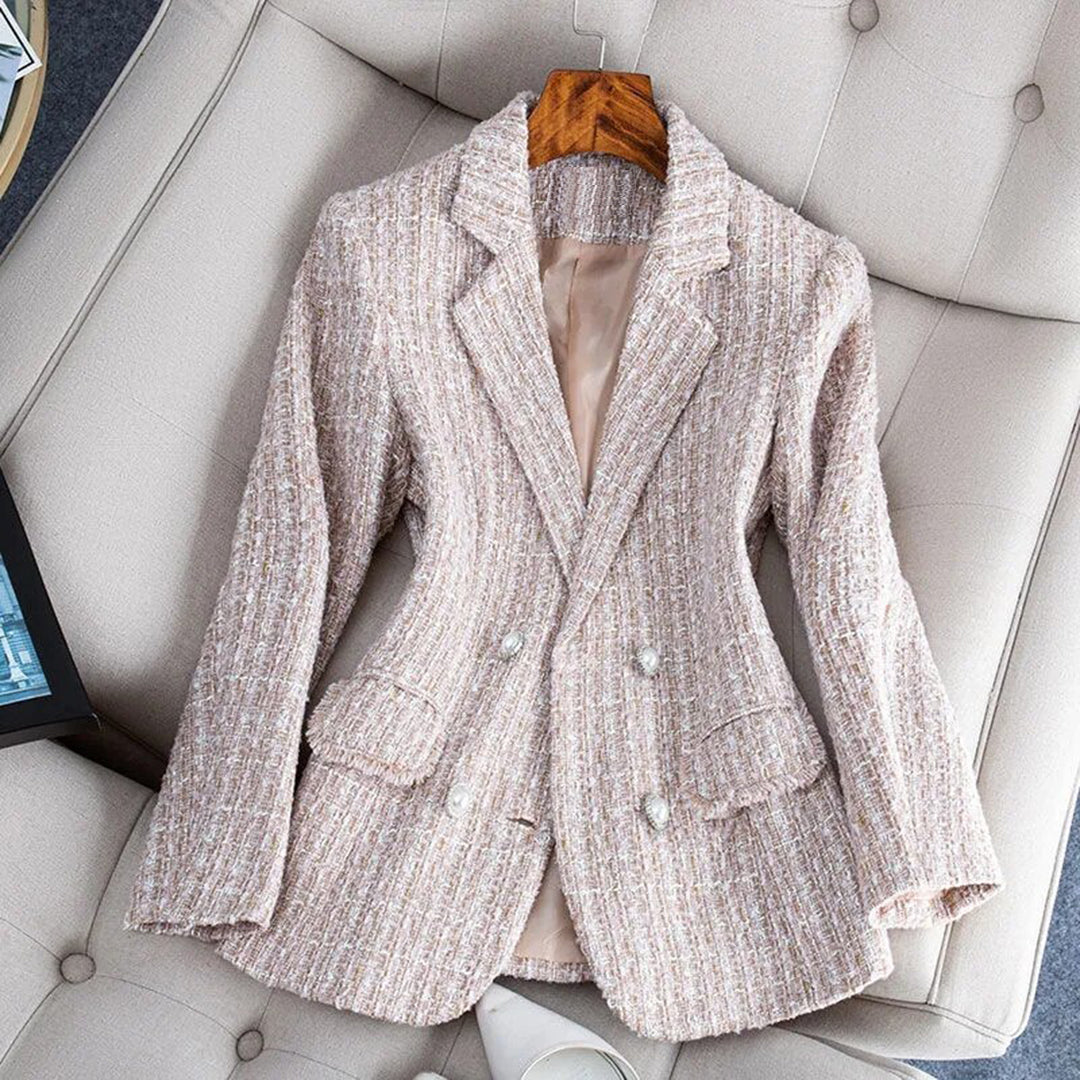 LIVIA - Blazer entallado de cuadros con encaje para mujer