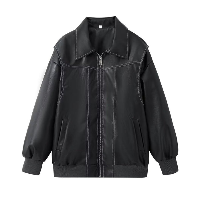 ADELA - Chaqueta oversize de cuero sintético para mujer
