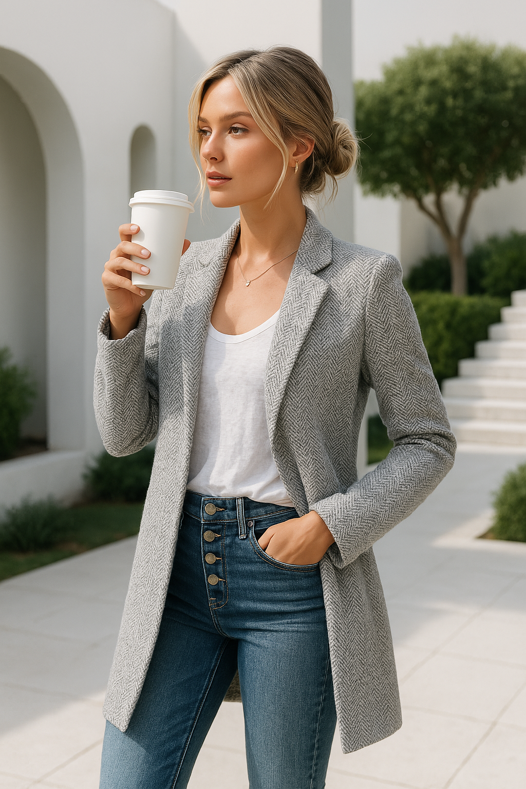 Blazer ligera de punto con diseño abierto para mujer – BELLÉRA
