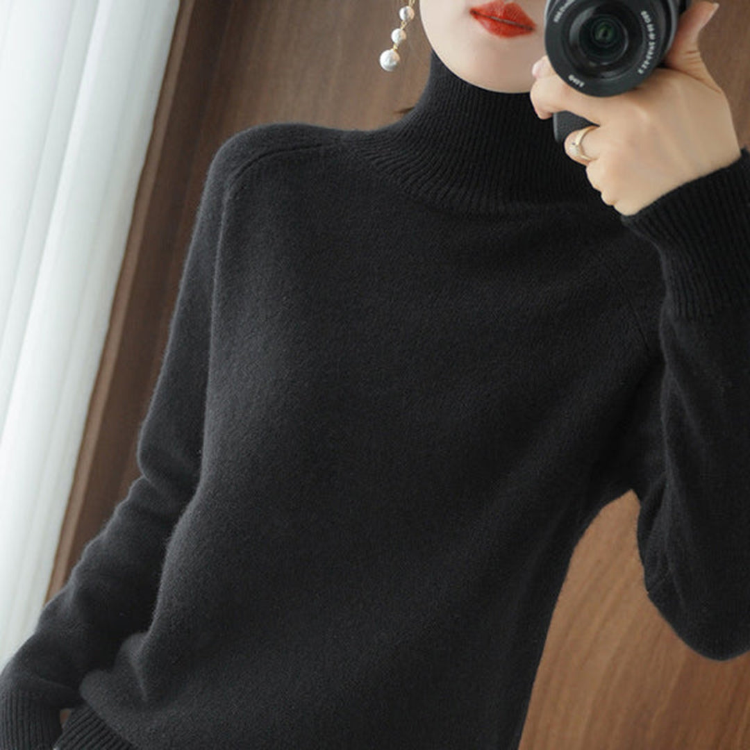 FIEN – Jersey de punto elegante con cuello alto para mujer