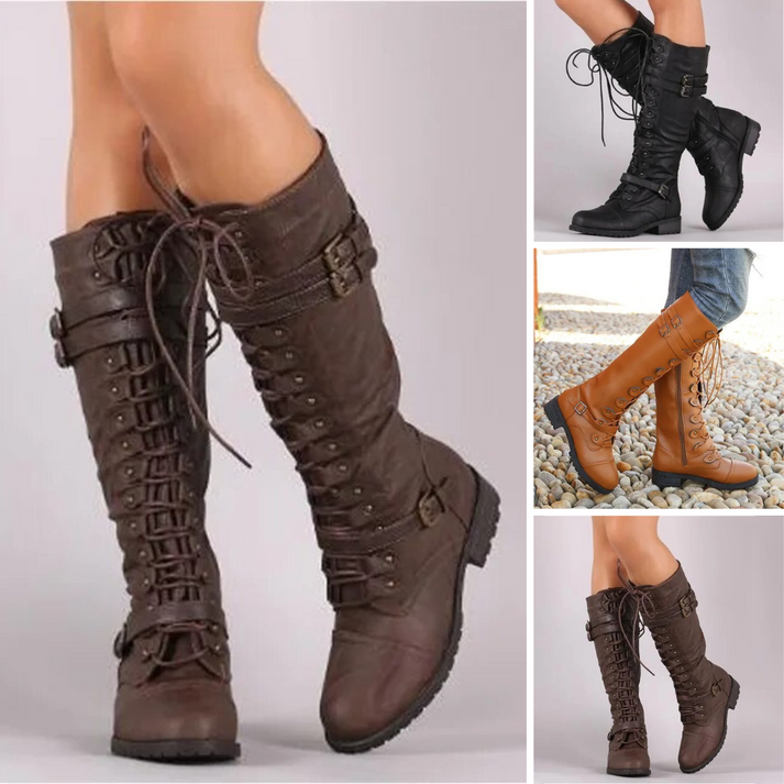 LUNA – Botines planos de cuero vegano con tacón para mujer