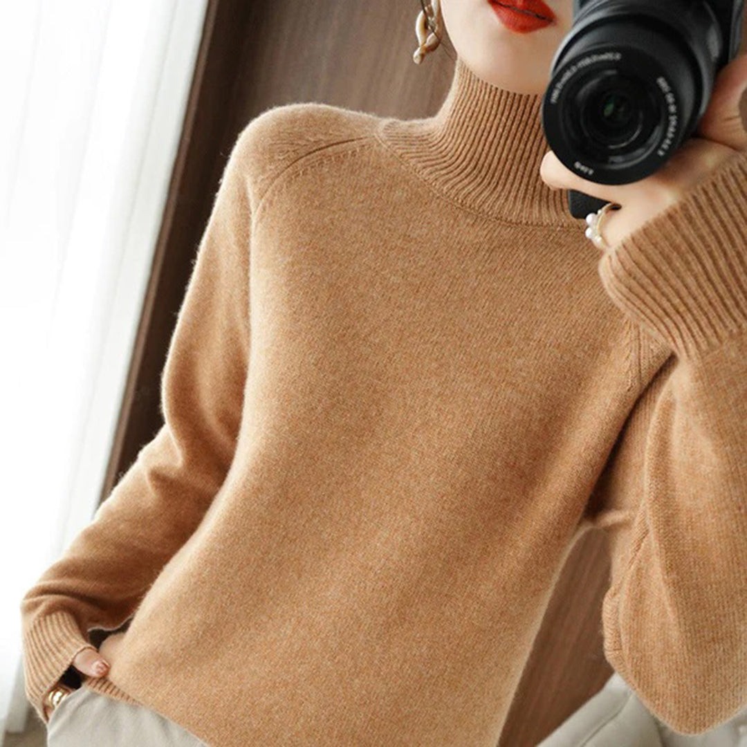 FIEN – Jersey de punto elegante con cuello alto para mujer