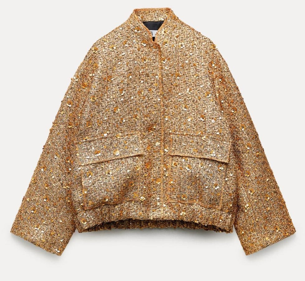 JANAH – Blazer refinado adornado con destellos dorados para mujer