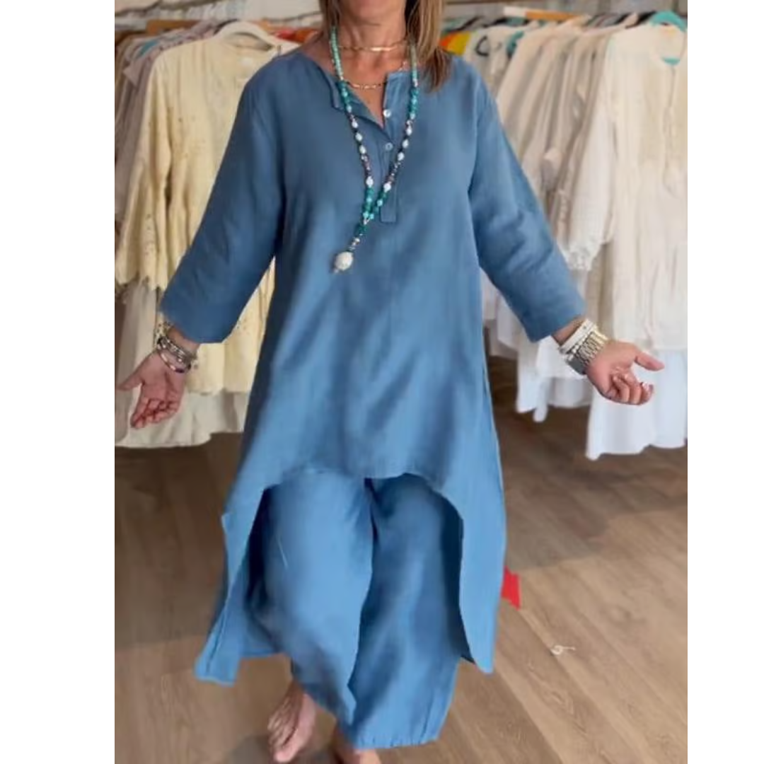 Conjunto loungewear de mujer con túnica oversize y pantalón cómodo – AMELIE