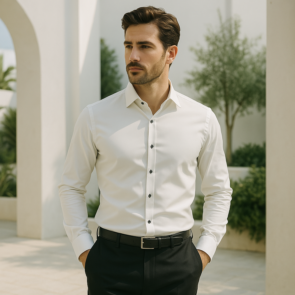 Camisa elástica sin arrugas para hombre – Alvenzo